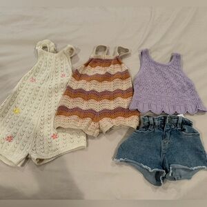 Zara Kids Bundle, 2 romper, 1 tank, 1 denim short, 9-12 months